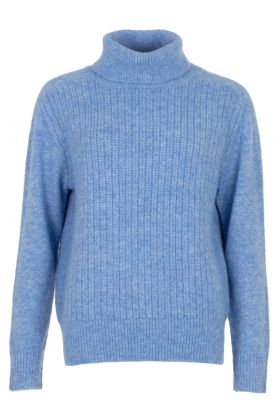 Roll neck pull soft knit Jeans Blue