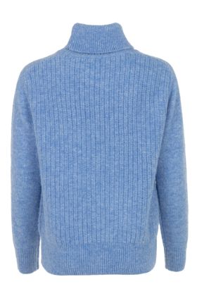 Roll neck pull soft knit Jeans Blue