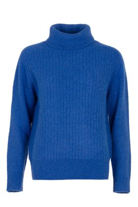 Roll neck pull soft knit Kobalt