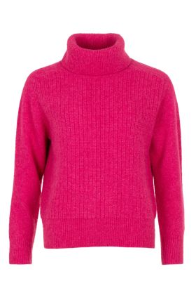 Roll neck pull soft knit Pink