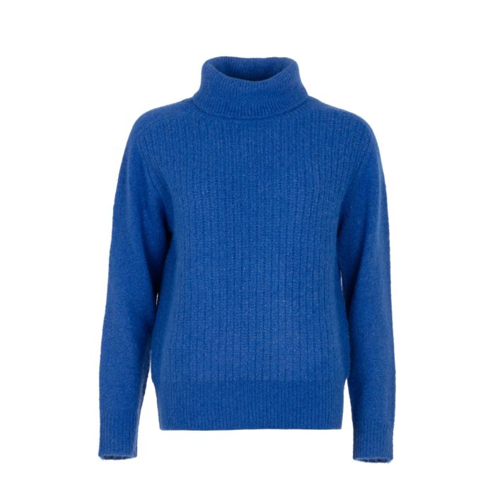Roll neck pull soft knit Kobalt