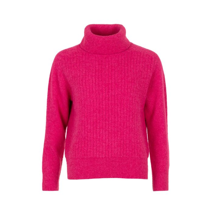 Roll neck pull soft knit Pink